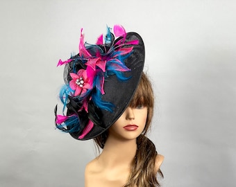 SALE Black Woman Wedding  Kentucky Derby Coctail Hat Couture Bridal Hat Party Headband