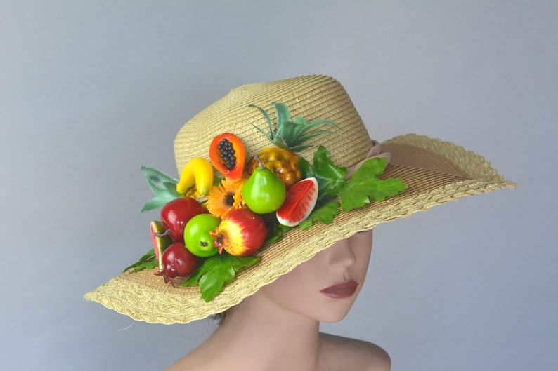 Fruits Woman Summer Hat Wedding Hat Kentucky Derby Hat Bridal Etsy