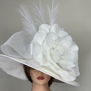 Off- White Church Wedding Hat Head Piece Kentucky Derby Coctail Bridal Woman Hat Summer Hat Wide Brim