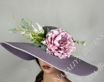 DERBY SALE Purple Lavender Church Wedding Hat Kentucky Derby Hat Bridal Coctail Hat Couture Horse Racing