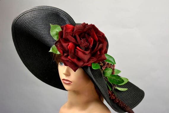 Black Red Hat Wedding Hat Woman Hat Formal Hat Tea Party | Etsy