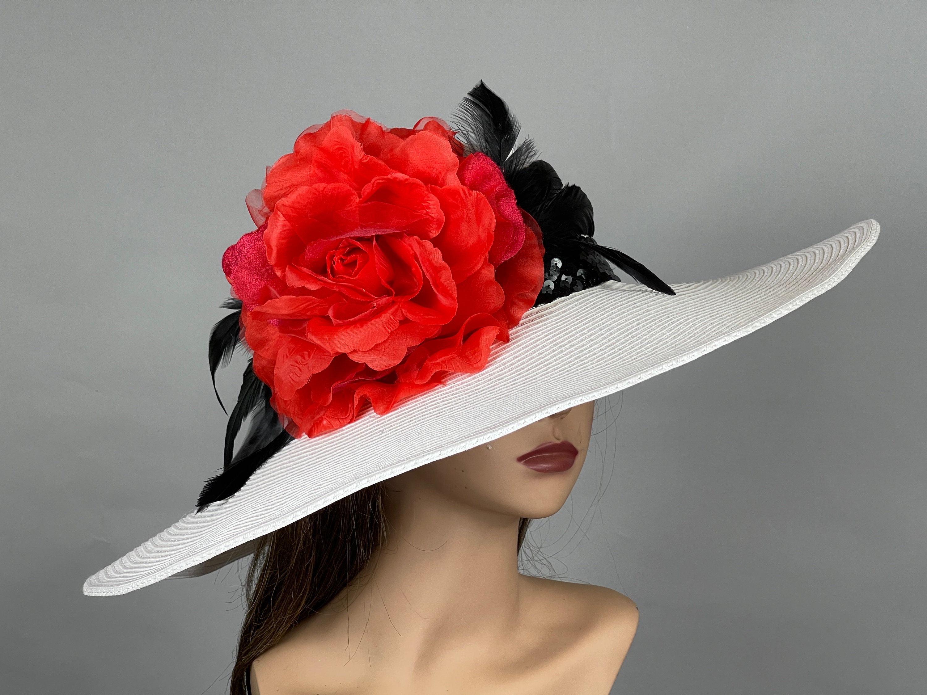 Kentucky Derby Elegant Black and Red Rose Floral Organza Hat il_fullxfull.6732065707_8mvf.jpg main image 2