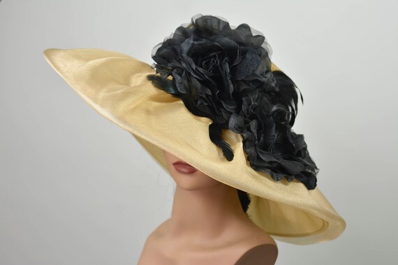 black and beige wedding hats