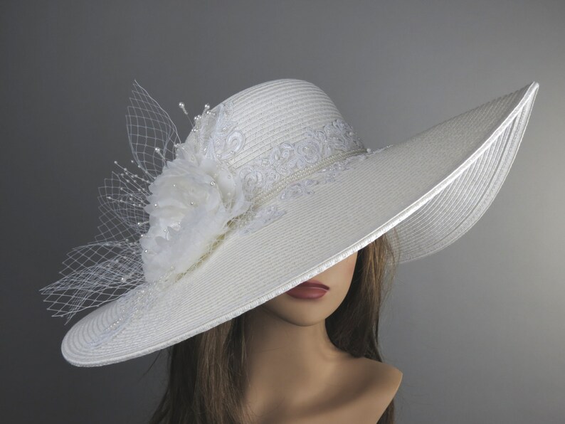 DERBY SALE Off White Church Wedding Hat Head Piece Kentucky image 1