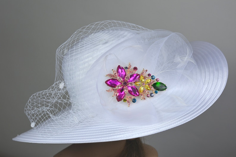 White Wedding Hat Head Piece Church Kentucky Derby Hat Satin Bridal Coctail Hat Couture Fascinator Bridal Hat