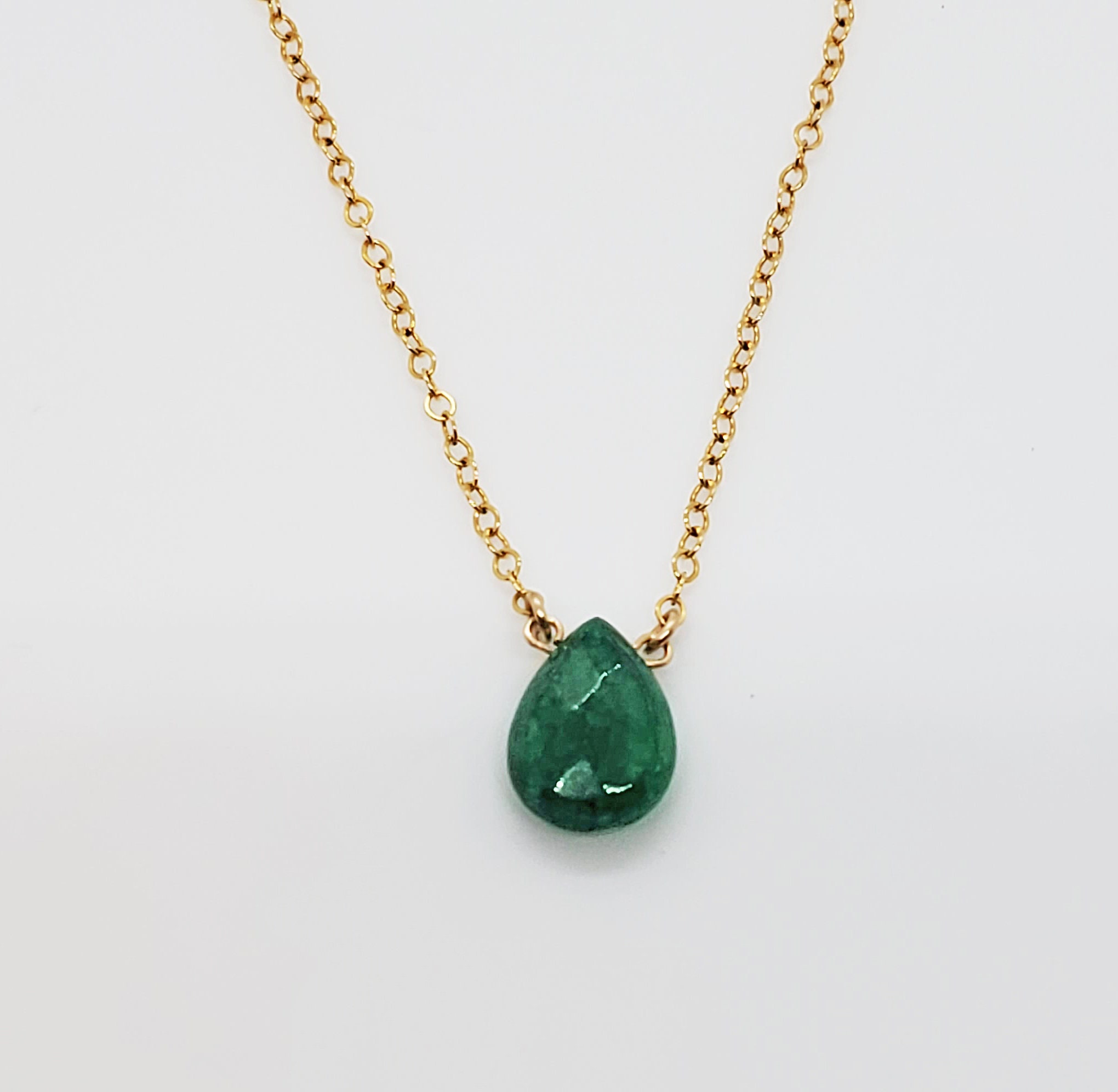 Emerald Jade Necklace Simple Stone Pendant Natural Stone | Etsy