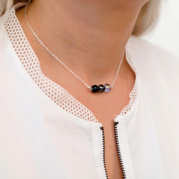 Empath Protection Necklace, Anxiety Relief Black Tourmaline Necklace, Empath Protection Crystal, Angel Aura Quartz Hematite Calming Necklace