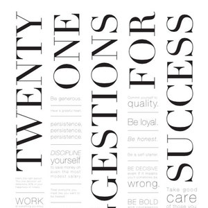 21 Suggestions for Success Jackson Brown typography poster