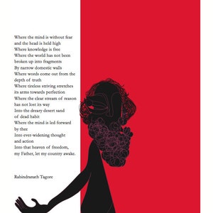 Rabindranath Tagore Gdzie umysł jest bez strachu plakat wiersza 2