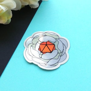 D&D Metallic Sticker: Blooming Flower D20