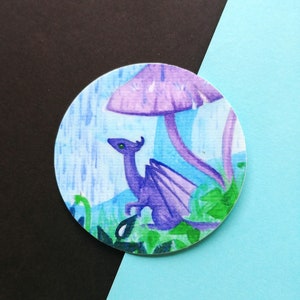 Tiny Dragon in the Rain 2-inch Vinyl Sticker