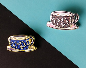 Astronomy Cafe Enamel Pins: Constellation Cappucino Glitter Pin