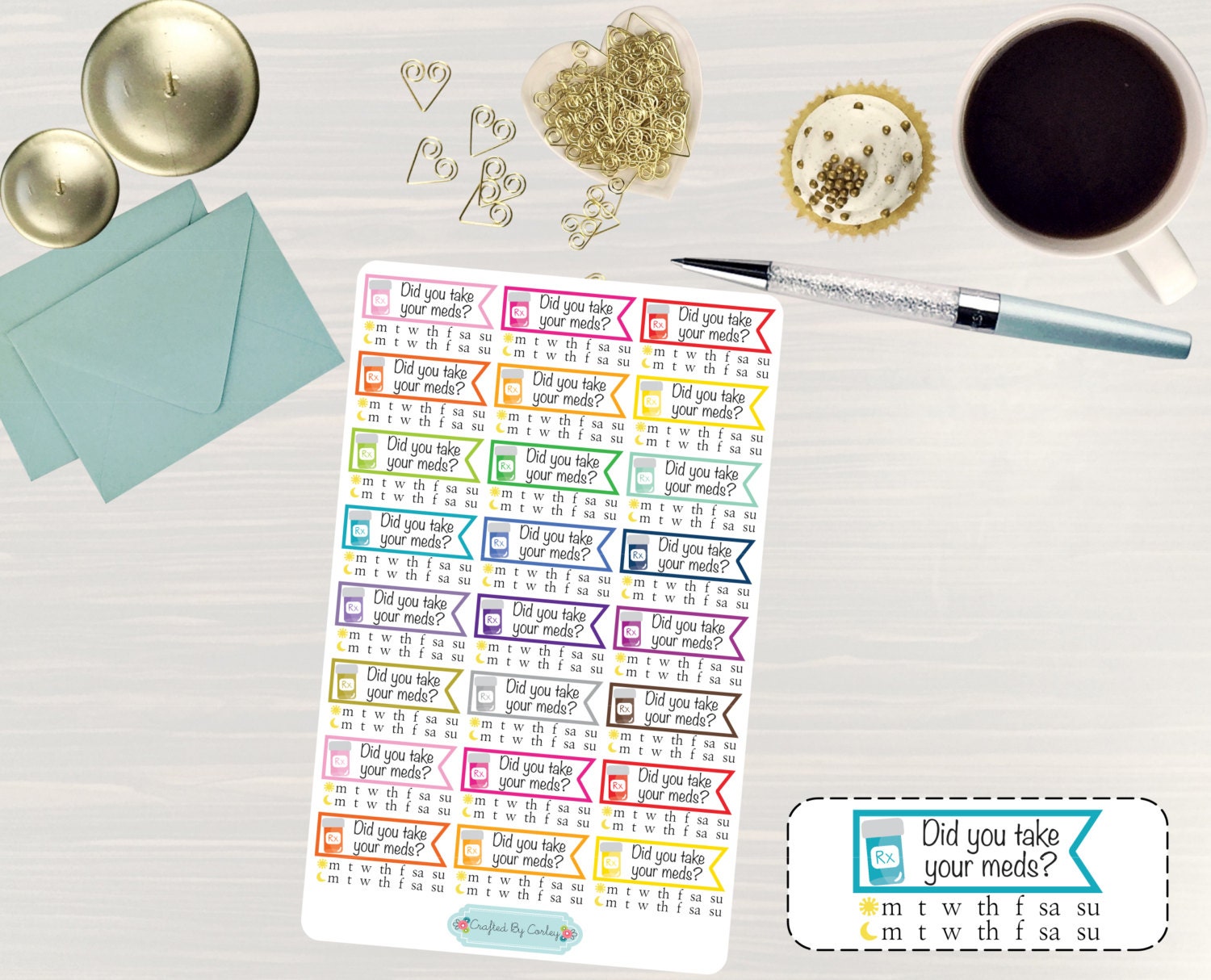 Medicine Weekly Tracker Stickers Medical Stickers Pill Etsy