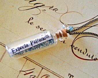 Sautoir Harry Potter "Expecto Patronum", sautoir bouteille, sautoir Harry Potter, cadeau Harry Potter, bijoux Harry Potter