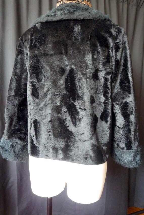 Vintage black faux fur short jacket - 1960's - image 4