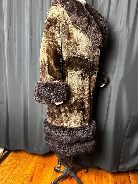 5 to 9 Chocolate Brown Faux Fur Trim Denim Coat