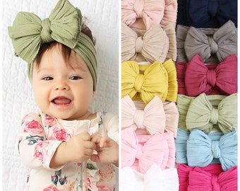 newborn headband big bow SOPHIE BOW one size fits all Nylon headband Extra large bow baby headband toddler headband ruffle bow turban