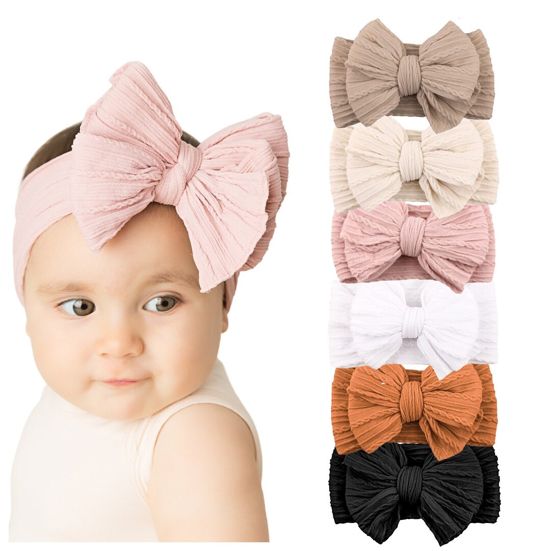 Baby Headband Set of 6, Big Bow Baby Headband, Baby Girl Bow Headbands