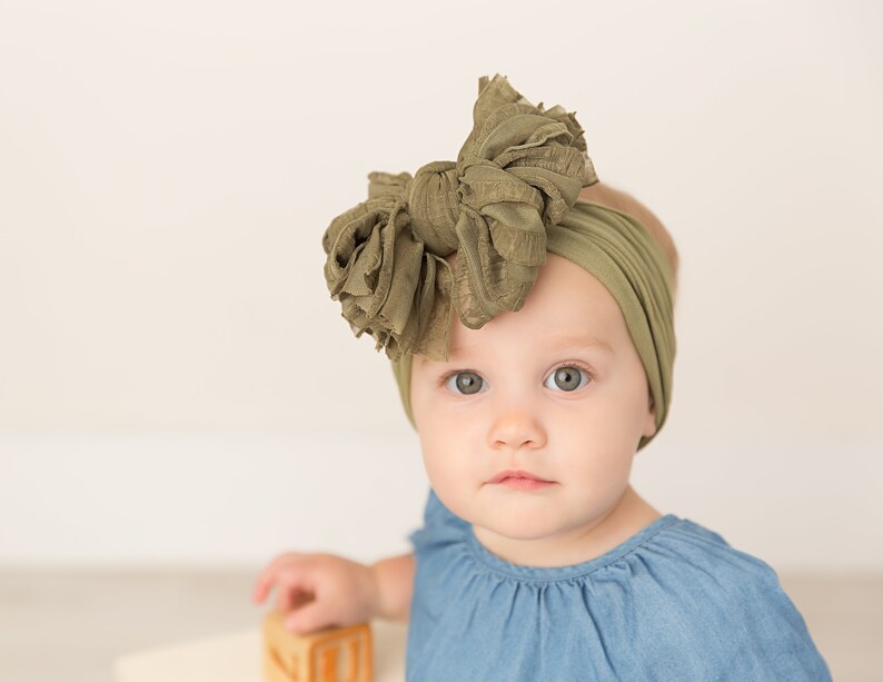 Big Ruffle Bow Nylon Headband Baby Headbands Newborn - Etsy
