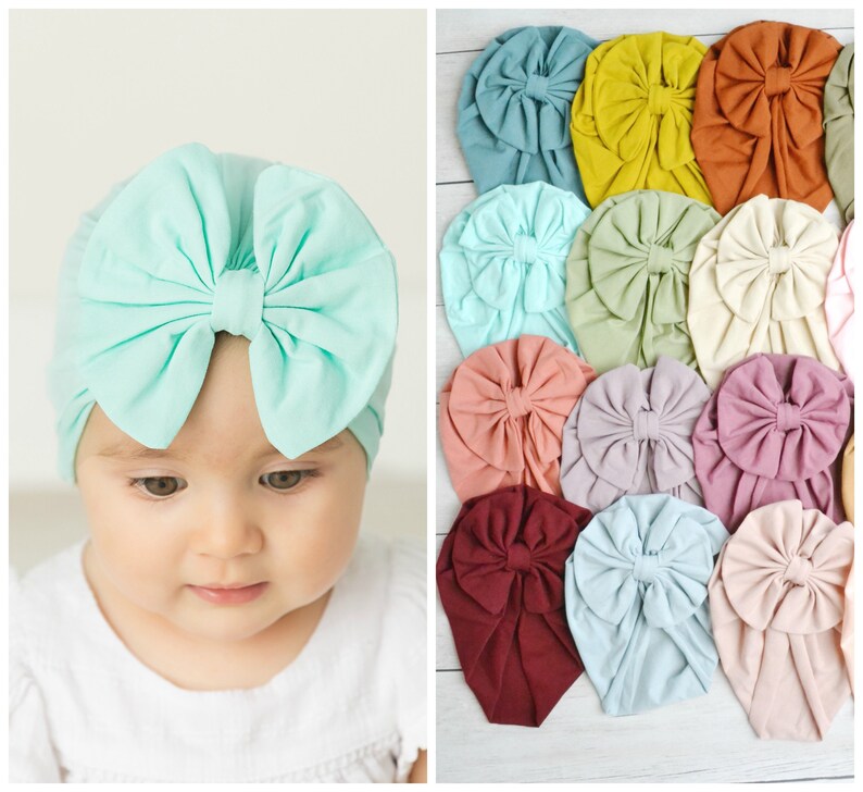 Baby Turban Knit Cotton Turbans Big Bow Turban Baby Etsy