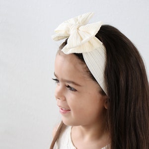 Neutral Baby Bow Headbands, cable knit nylon headband, big bow headbands, FALL sweater bows, baby turbans, newborn baby bows, NEW BOWS image 6