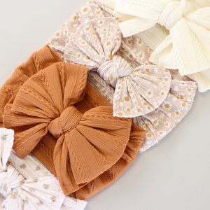 baby headband, neutral baby bows, fall headband, newborn baby headband, cable knit headband