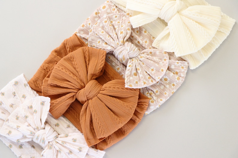 baby headband, neutral baby bows, fall headband, newborn baby headband, cable knit headband