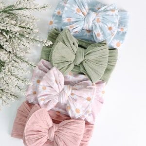 Big Bow Baby Headband, Baby girl bow headband, infant bow, bow turban, cable knit bow, newborn headbands, baby bows, Harper bow headband