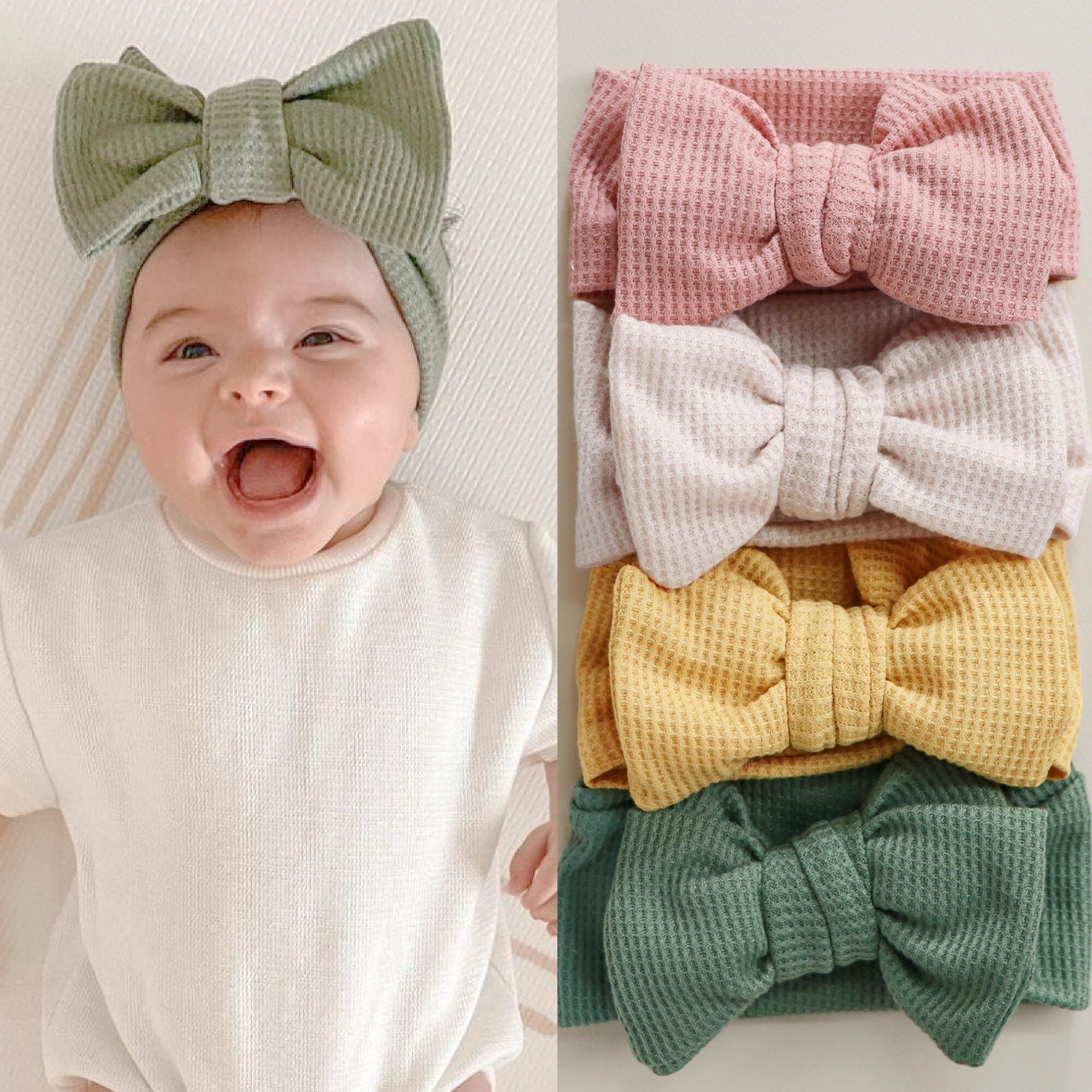 Sweater Baby Bows Bow Baby Headband Waffle Headband Baby Bow