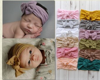 PICK ANY Nylon Baby Headbands, Stretch soft nylon headwraps, baby headband, newborn headbands, infant headband, CLASSIC knot nylon head wrap