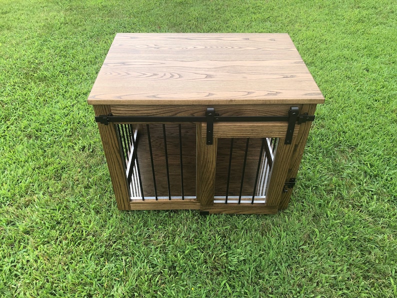Dog Crate Furniture / Sliding Barn Door Doggie Lair / Doggie Etsy