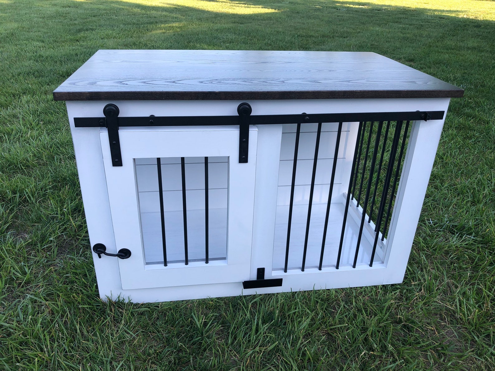 Dog Crate Furniture / Sliding Barn Door Doggie Lair / Doggie Etsy