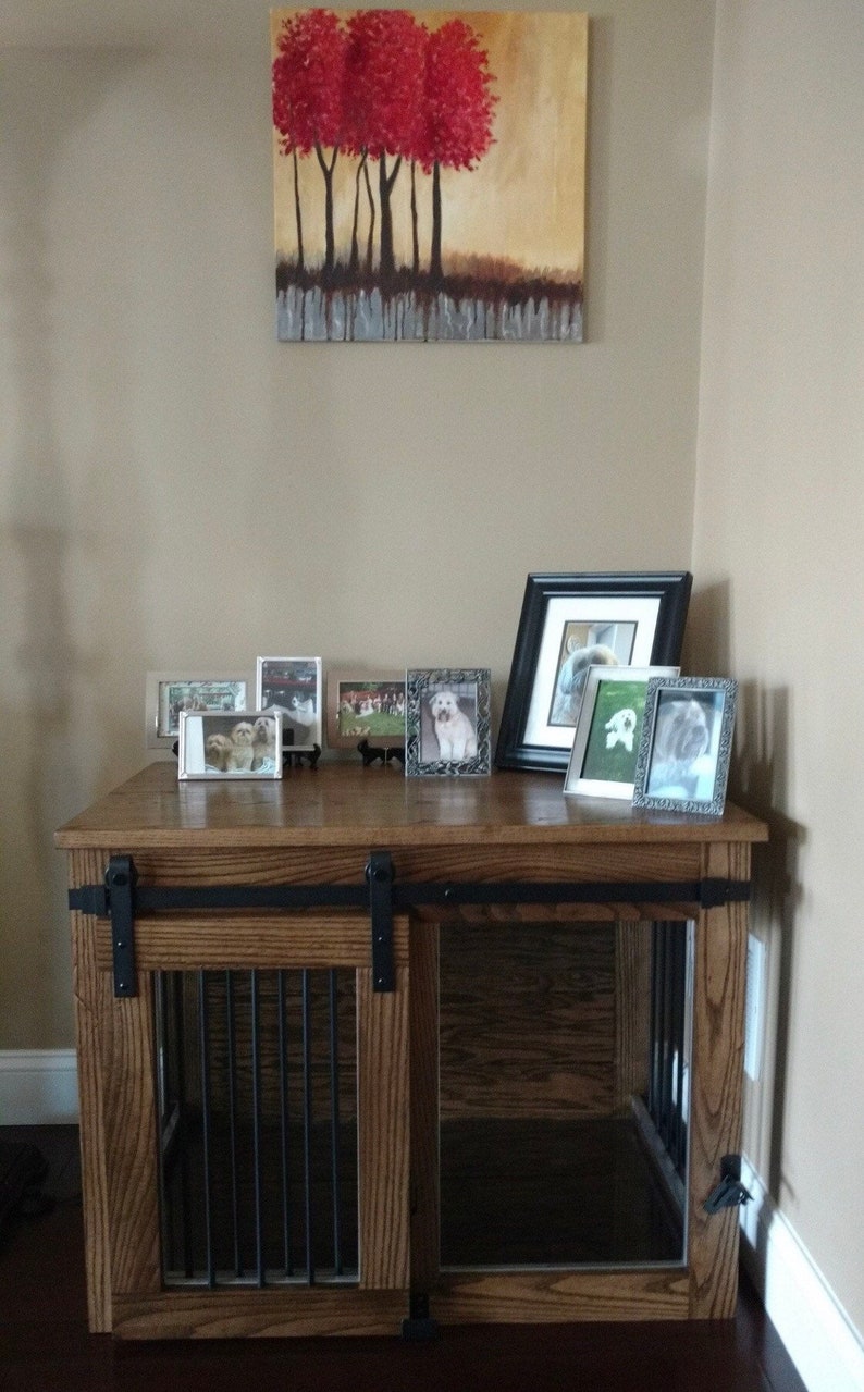 Dog Crate Furniture / Sliding Barn Door Doggie Lair / Doggie Etsy