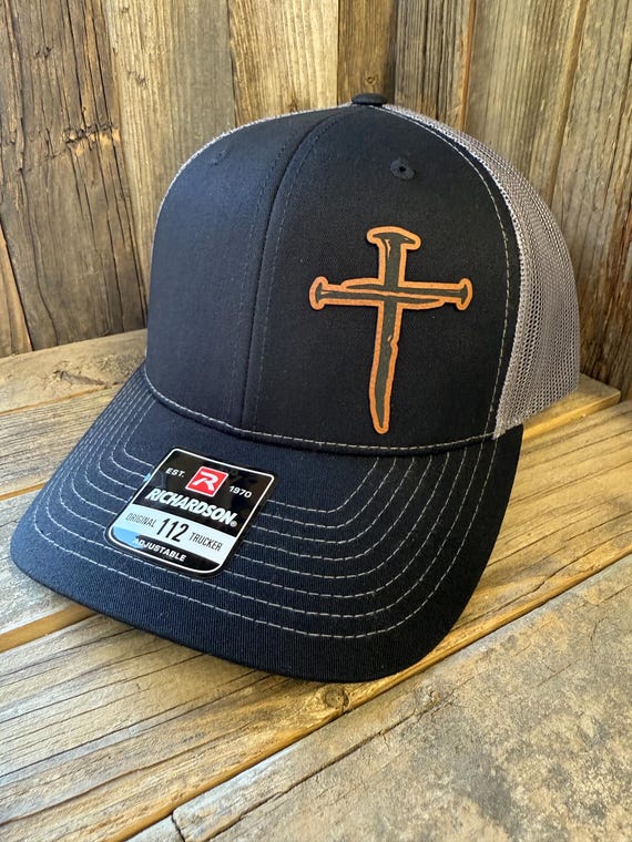 Men's Leather Cross Patch Trucker Hat – Religious Gift