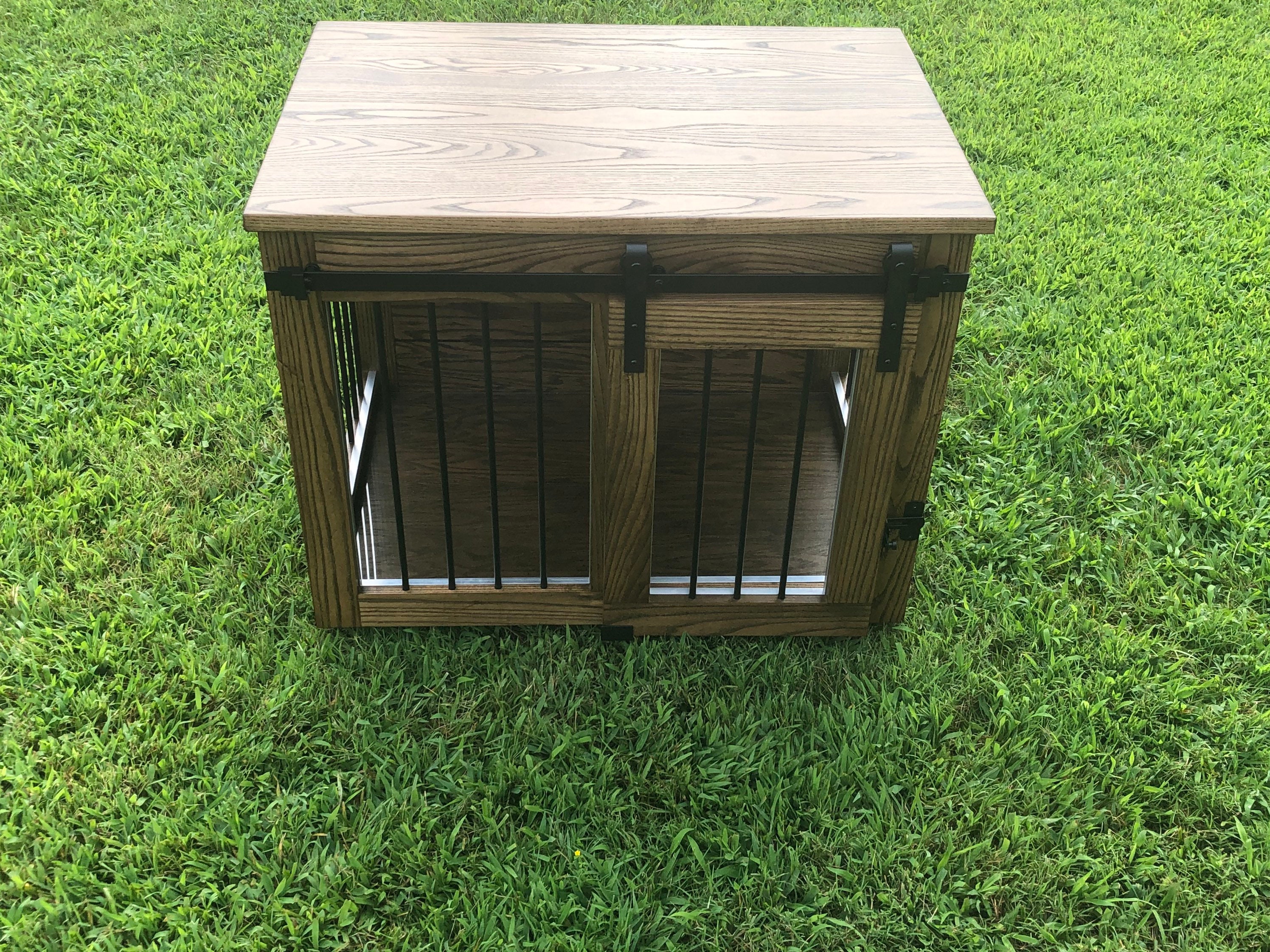 Dog Crate Furniture / Sliding Barn Door Doggie Lair / Doggie Etsy