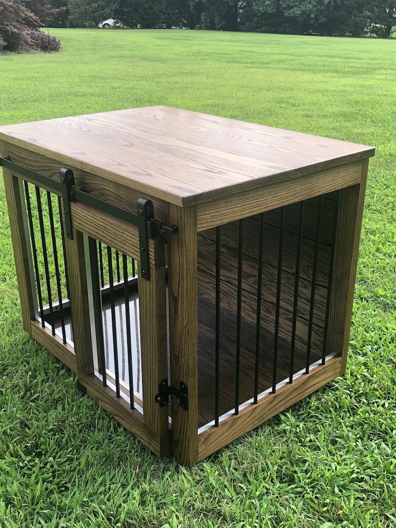Dog Crate Furniture / Sliding Barn Door Doggie Lair / Doggie Etsy