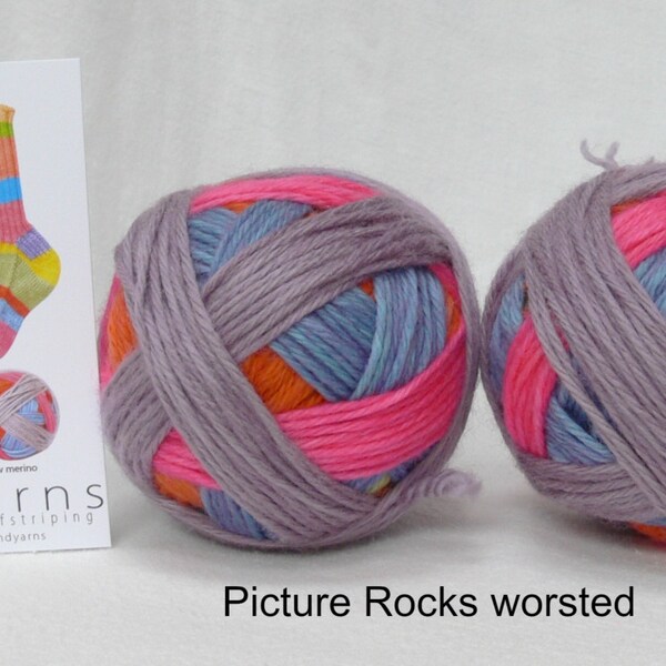 PICTURE ROCKS WORSTED – hand-dyed self-striping sock yarn, worsted weight