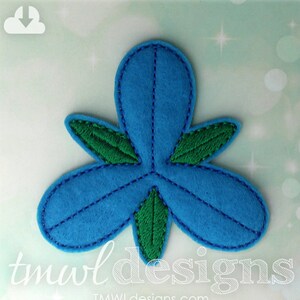 3 Petal Blue Troll Hair Flower OS Feltie Digital Design File