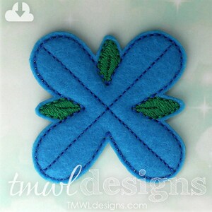 4 Petal Blue Troll Hair Flower OS Feltie Digital Design File