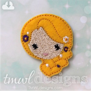 Emoji Princess Rapunzel Feltie Digital Design File - 1.75&quot;