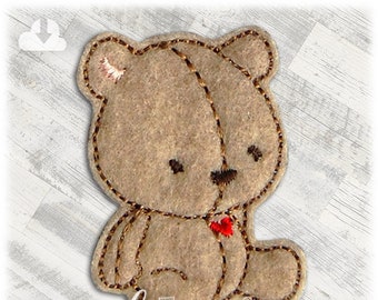 Jamie Teddy Bear Feltie Digital Design File - 1.75"