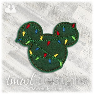 Herr Maus Weihnachten Lichter Filz digitale Design-Datei - 1,75"