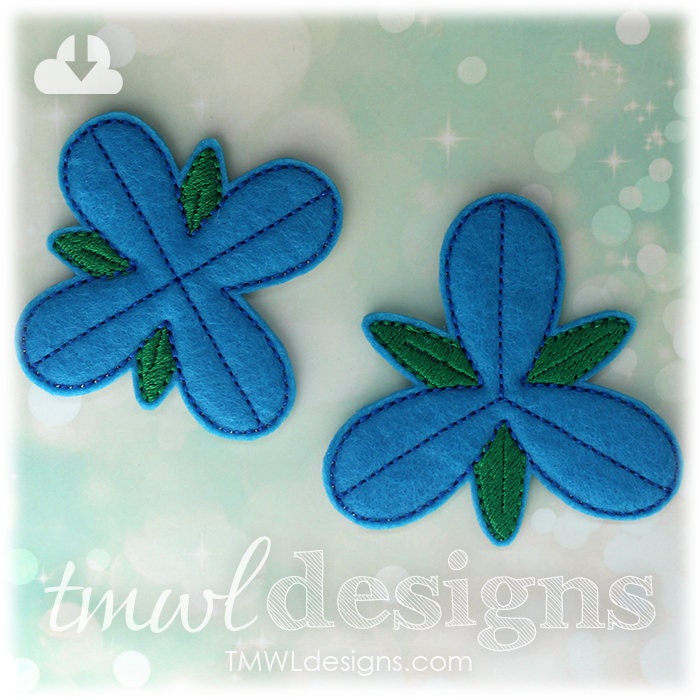 4 Petal Blue Troll Hair Flower OS Feltie Digital Design File - Etsy