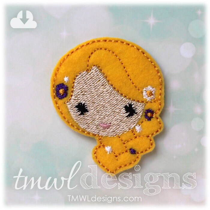 Emoji Princess Rapunzel Feltie Digital Design File - 1.75"