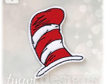 Cat Hat Feltie Digital Design File - red, white, black