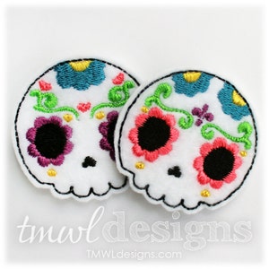 Sugar Skull Hearts Feltie Digital Design File 1.75 image 2