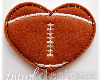 Football Heart Feltie Digital Design File - 1.75"