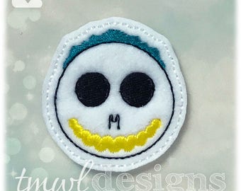 Christmas Nightmare Skull Mask Feltie Digital Design File - Halloween, Costume Hair Accessory