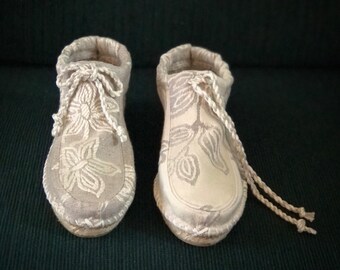 Ankle Boots size 9 espadrilles, handmade shoes jute Spanish shoes One of a kind shoes, high tops