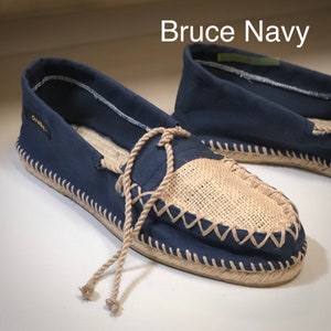 Made to order Men Handmade Shoes Espadrilles Spanish Shoes Jute Navy Blue